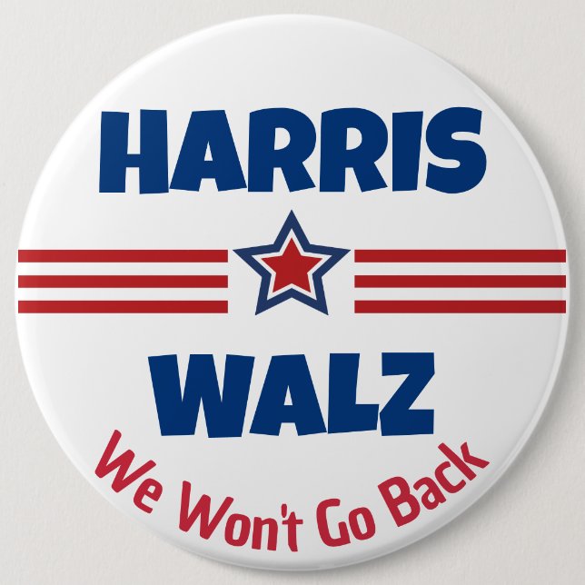 Harris Walz Campaign Magnet 6 Inch Round Button (Front)