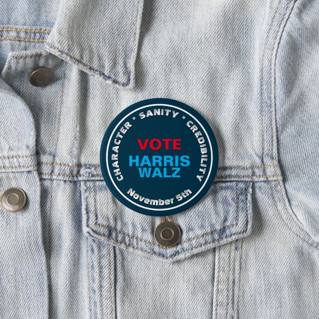 HARRIS WALZ Character Sanity Credibility 3 Inch Round Button (In Situ)