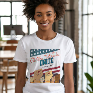 Harris Walz Childless Cat Ladies Unite Fists T-Shirt
