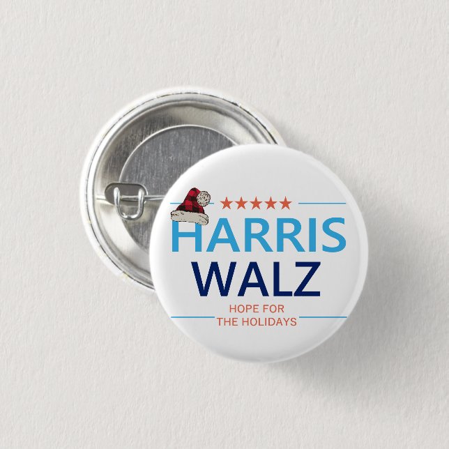 Harris Walz Christmas Hope for the Holidays Kamala 1 Inch Round Button (Front & Back)