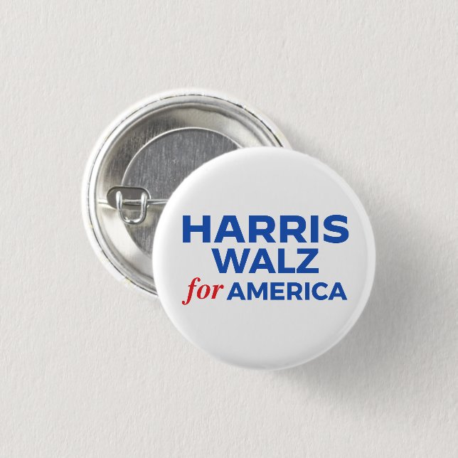 Harris Walz for America 1 Inch Round Button (Front & Back)