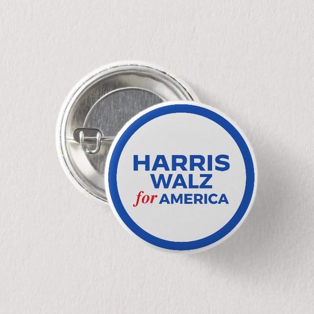 Harris Walz for America 2024 1 Inch Round Button (Front & Back)