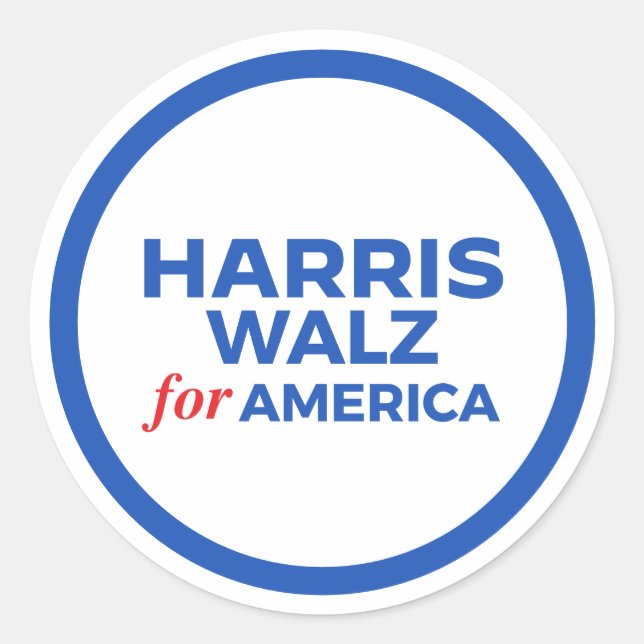 Harris Walz for America 2024 Classic Round Sticker (Front)
