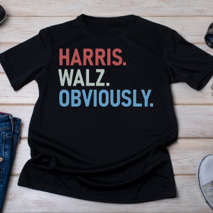 Harris Walz Obviously Bold Political Statement T-Shirt