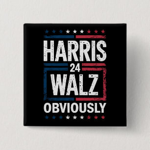 Harris Walz Obviously Harris Waltz 2024 Election 2 Inch Square Button