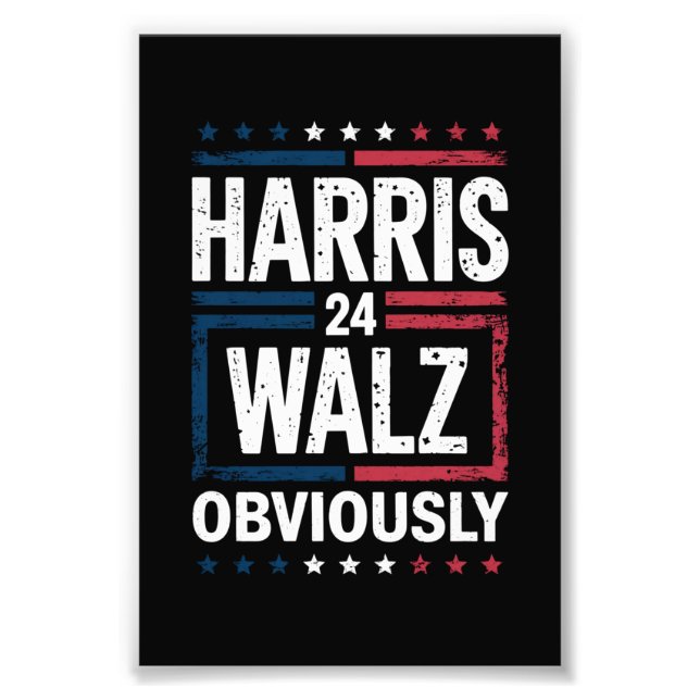 Harris Walz Obviously Harris Waltz 2024 Election Photo Print (Front)