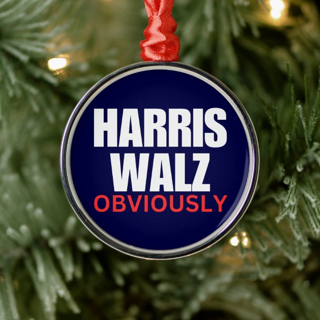 Harris Walz OBVIOUSLY | Harris Walz 2024 Obviously Metal Ornament (Tree)