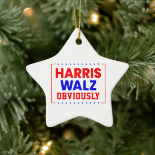 Harris Walz Obviously Kamala Harris for President Ceramic Ornament