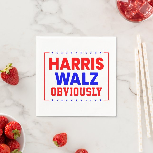 Harris Walz Obviously Kamala Harris for President Napkin (Insitu)