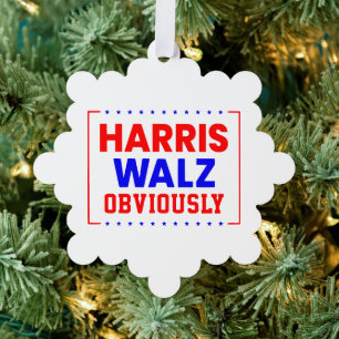 Harris Walz Obviously Kamala Harris for President Ornament Card