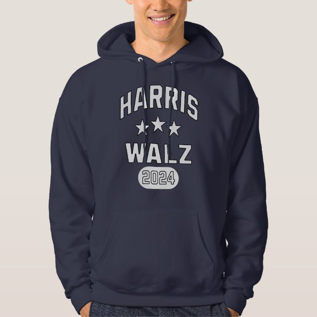 Harris Walz Patriotic College Style Preppy Hoodie (Front)