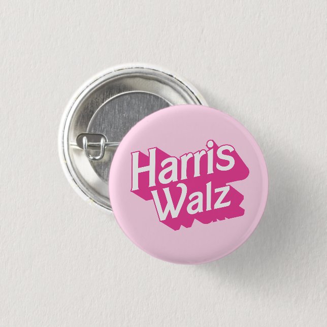 Harris Walz Pink 1 Inch Round Button (Front & Back)