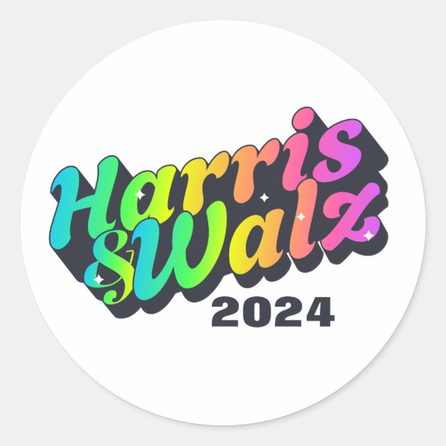 Harris & Walz Rainbow Classic Round Sticker (Front)