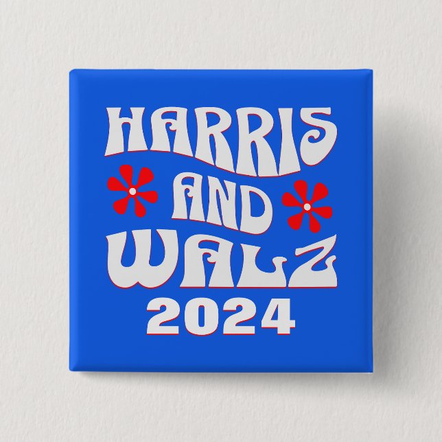 Harris & Walz Retro 2 Inch Square Button (Front)