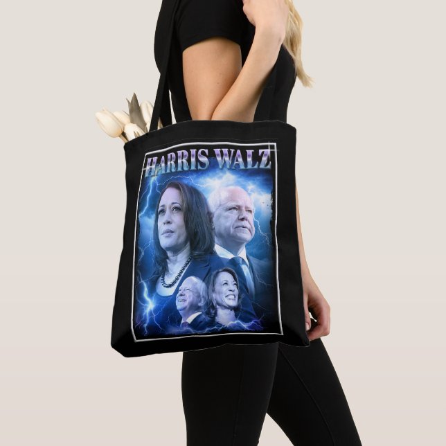 Harris Walz Retro 90s Style Tote Bag (Close Up)