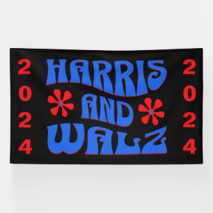 Harris & Walz Retro flowers Banner