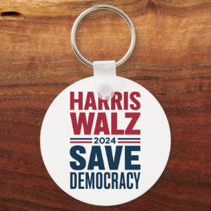 Harris Walz Save Democracy Keychain