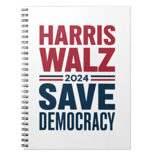 Harris Walz Save Democracy Notebook