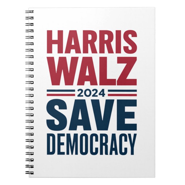 Harris Walz Save Democracy Notebook (Front)
