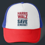 Harris Walz Save Democracy Trucker Hat<br><div class="desc">Harris Walz Save Democracy</div>