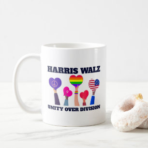 Harris Walz Unity Over Division LGBTQ Dark Blue Coffee Mug