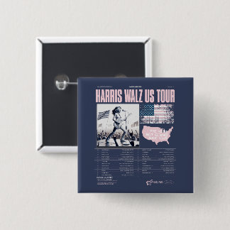 Harris Walz US Tour Kamala Wins Inauguration 2 Inch Square Button
