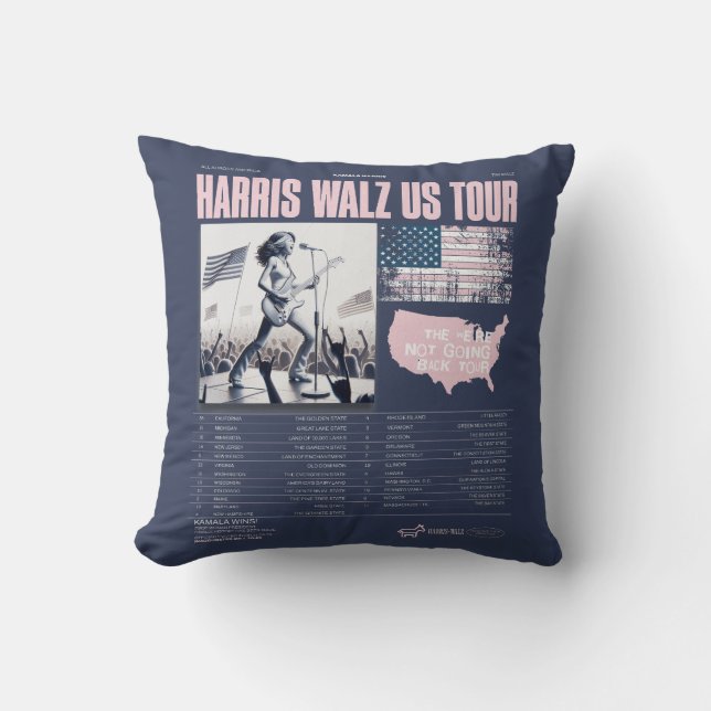 Harris Walz US Tour Kamala Wins Inauguration Throw Pillow (Front)