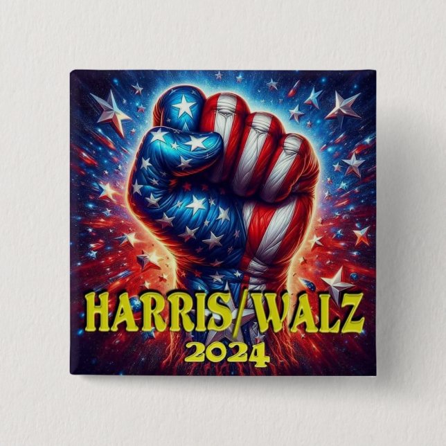 Harris walz vance 2024 vote election  2 inch square button (Front)