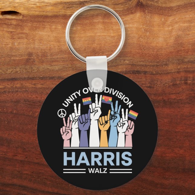 Harris Walz Waltz 2024 Unity Over Division Keychain (Front)