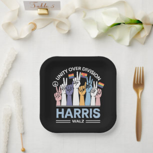 Harris Walz Waltz 2024 Unity Over Division Paper Plate