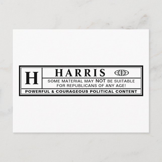 Harris Warning Label Postcard (Front)