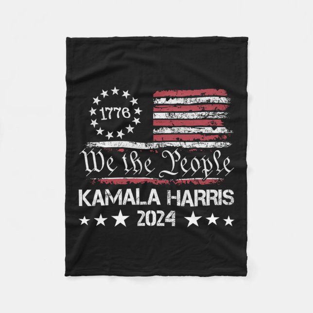 Harris We The People I’m With Her Usa Flag 1  Fleece Blanket (Front)