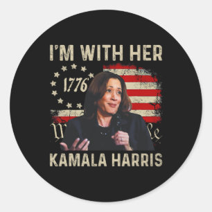 Harris We The People I’m With Her Usa Flag Classic Round Sticker