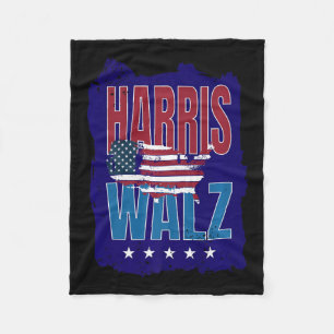 Harris Wheimer 2024 Distressed Us Flag Election Pr Fleece Blanket