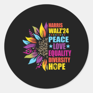 Harris Wheimer Peace Love Equality Diversity Leopa Classic Round Sticker