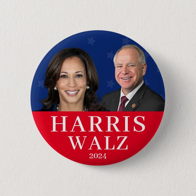 Harris Wlaz 2024 Kamala Harris Tim Walz  2 Inch Round Button (Front)