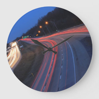 Harrisburg Pennsylvania I-81 Light Trails at Dusk Large Clock