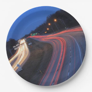 Harrisburg Pennsylvania I-81 Light Trails at Dusk Paper Plate