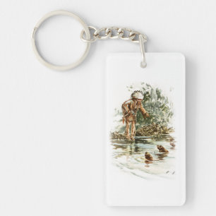 Harrison Fisher Song of Hiawatha Red Indian Otters Keychain