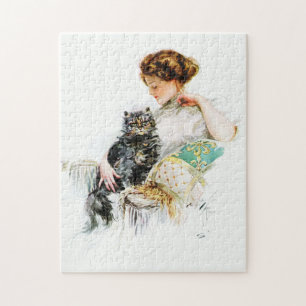 Harrison Fisher: Woman with Cat Jigsaw Puzzle