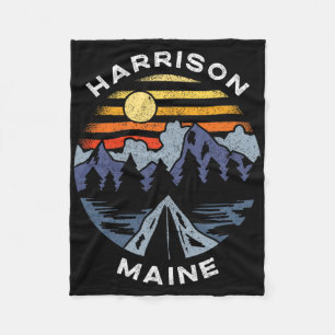 Harrison Maine Mountains Vacation Camping Souvenir Fleece Blanket