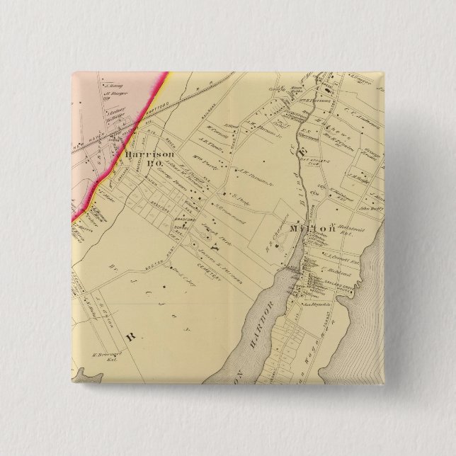 Harrison, Rye, New York 2 Inch Square Button (Front)