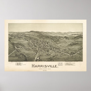 Harrisville W. Virginia 1899 Antique Panoramic Map Poster