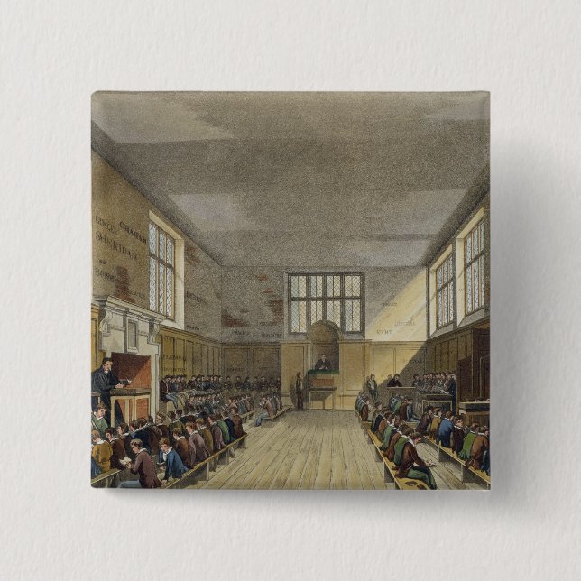 Harrow School Room from 'History of Harrow School' 2 Inch Square Button (Front)