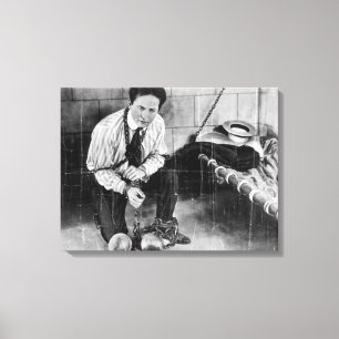 Harry Houdini About to Escape from Prison Canvas Print