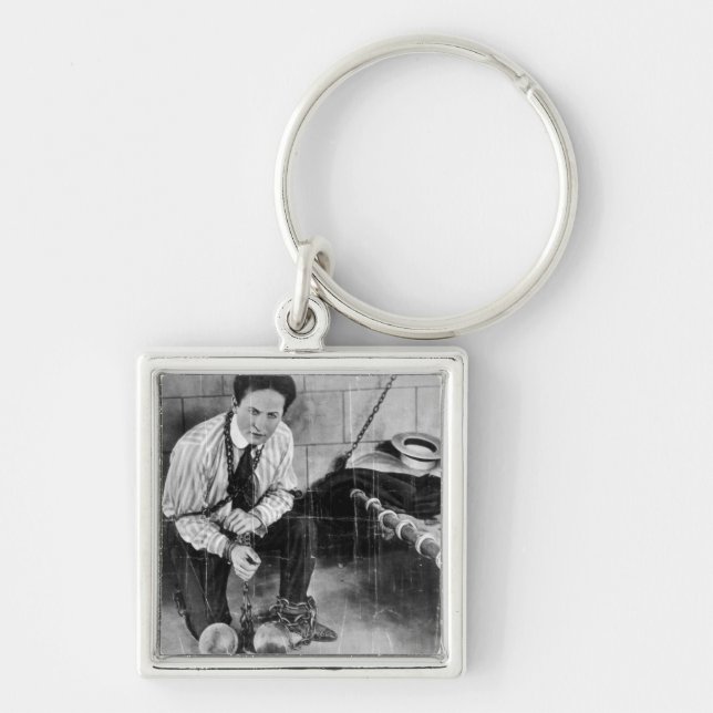 Harry Houdini About to Escape from Prison Keychain (Front)