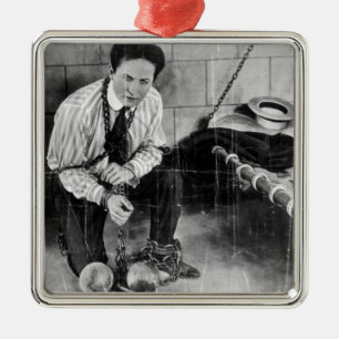 Harry Houdini About to Escape from Prison Metal Ornament
