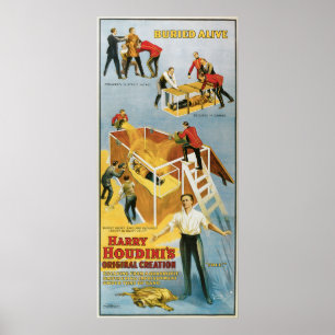 Harry Houdini, Buried Alive Vintage Poster, 1914 Poster