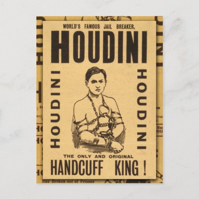 Harry Houdini, Handcuff King! Postcard (Front)