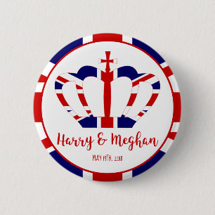 Harry & Meghan Crown   Royal Wedding Celebration 2 Inch Round Button
